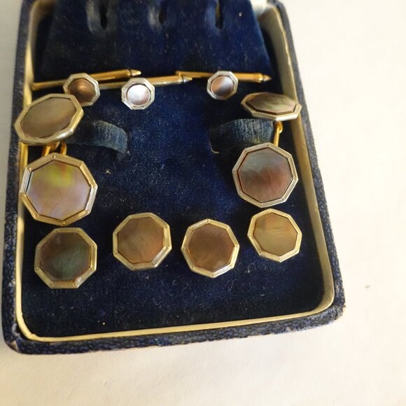 Vintage Art Deco Gold Filled Cufflinks, Studs - Picture 3 of 5